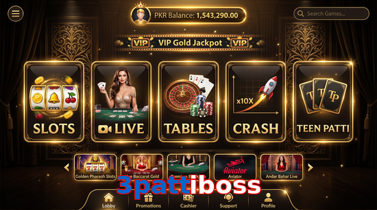 Main screen of 3Pattiboss casino page for PK players